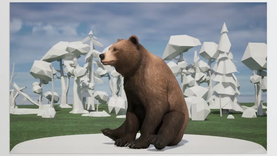 Unreal Engine - Bear Female - The model features 47 bones, 15,700 triangles, and four levels of detail (LODs).