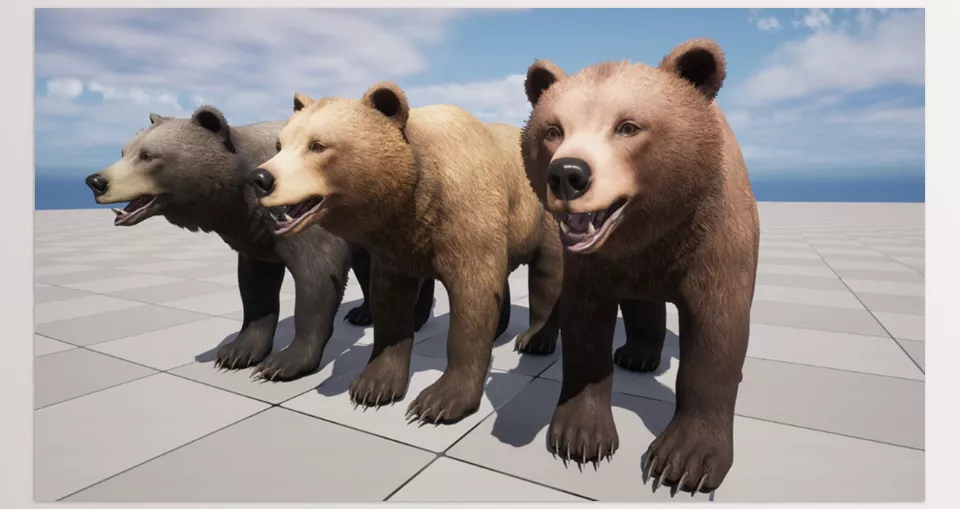 Unreal Engine - Bear Female - 3 color options for customization!