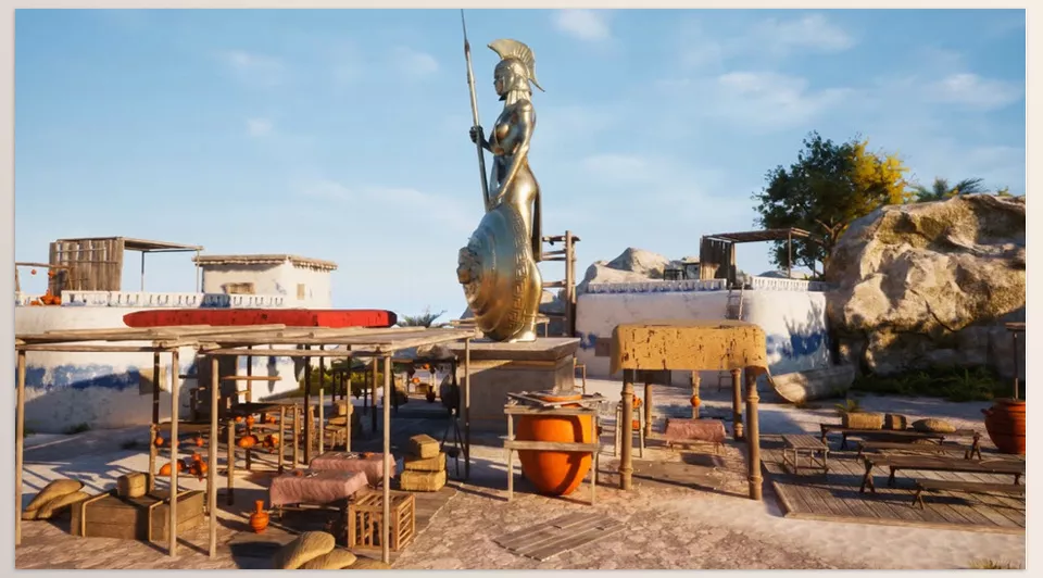 Unreal Engine - Greek Island - Pre-made blueprints simplify the process of building fences along custom spline paths.