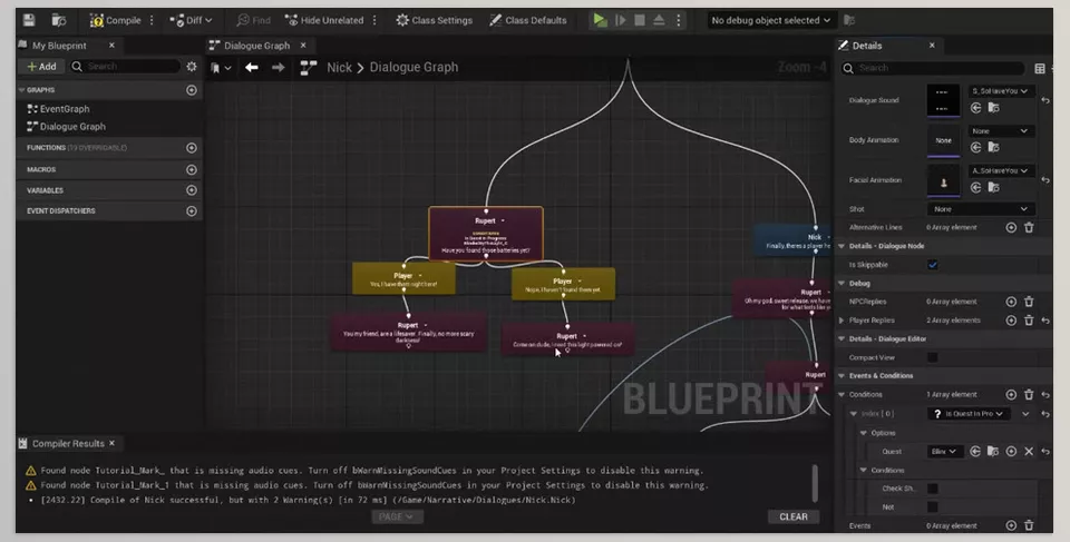 Narrative 3 - A node-based dialogue system simplifies the creation and management process.