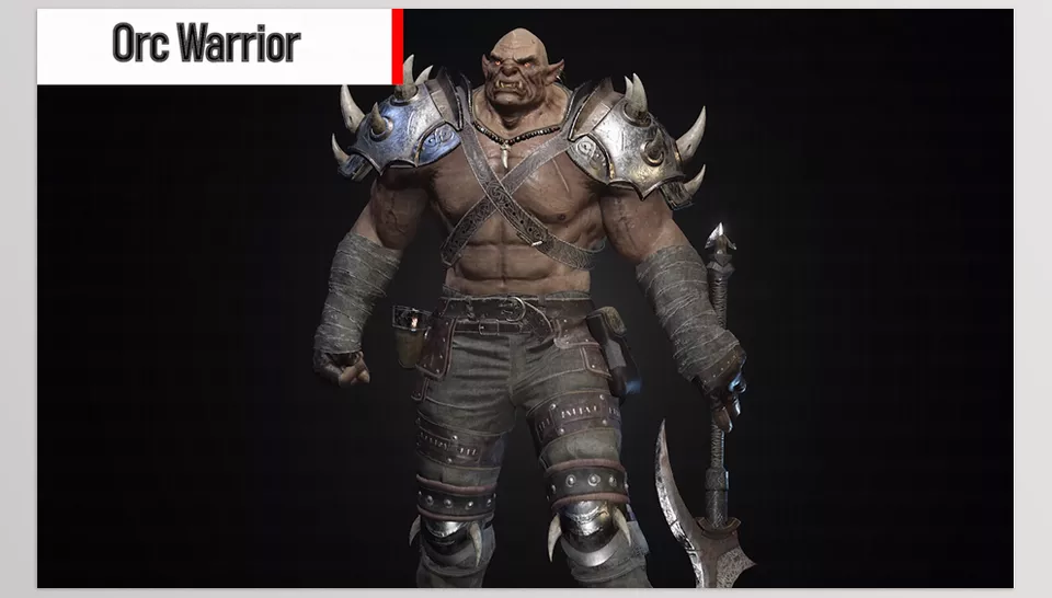 Unreal Engine - Orc Warrior - You can change the color of the skin, eyes to whatever you need.