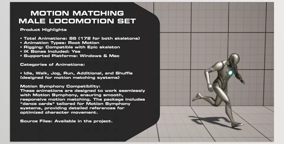 Motion Matching Male Locomotion Set - Engineered for Motion Matching