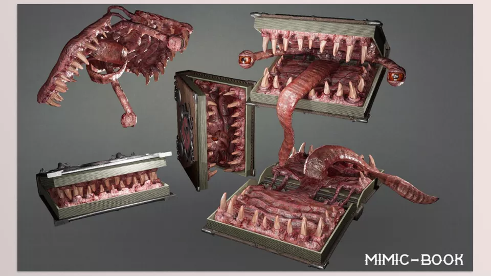 Unreal Engine - Mimic book - Low poly model of evil book mimic.