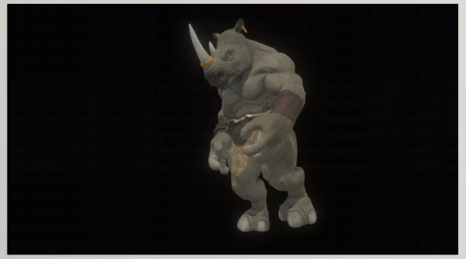 Unreal Engine - Wererhino - A formidable human-rhino hybrid, delivering a unique and powerful visual impact.