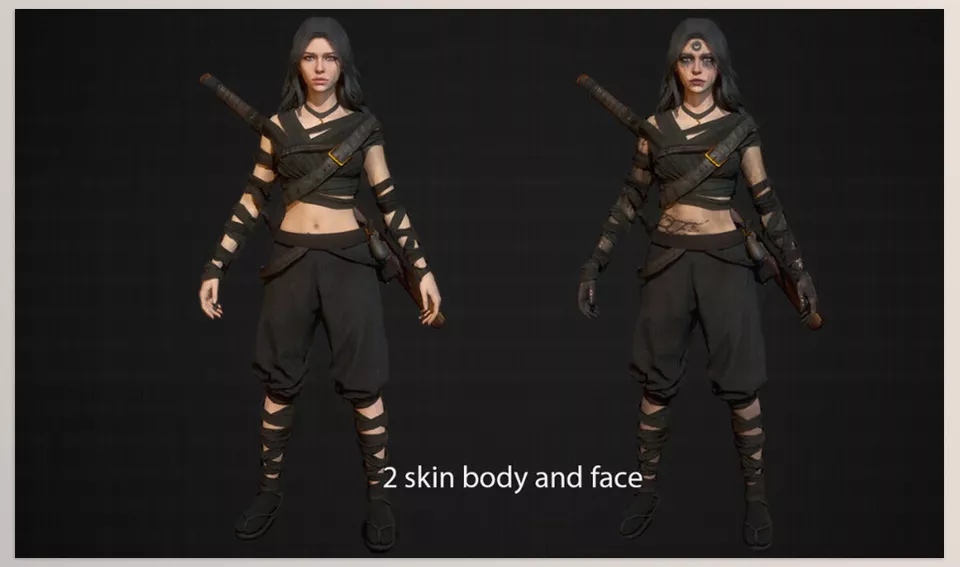 ae Shinobi - Using 2K resolution PBR, textures ensure realistic lighting and material interactions.