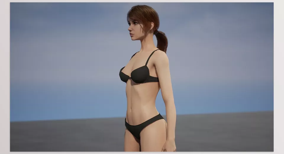 Unreal Engine - BaseMeshFemale - a body divided into parts, with a detached hairstyle. 