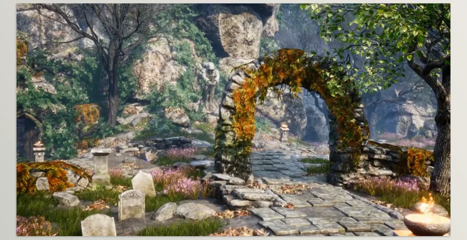 Graveyard and Nature Set - create cemetery, monastery interior or natural enviroment.