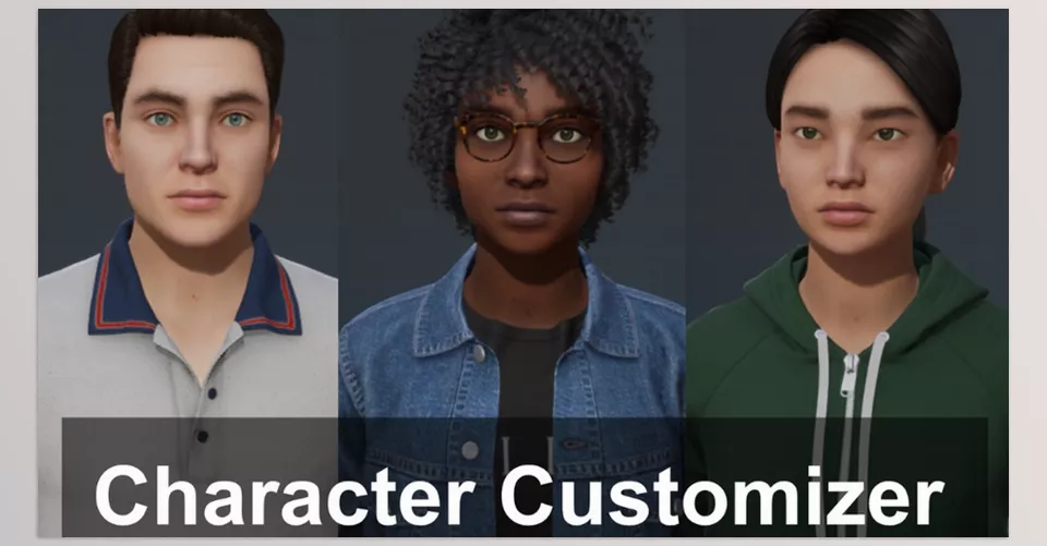 Unreal Engine - Character Customizer - Male and female customizable characters.