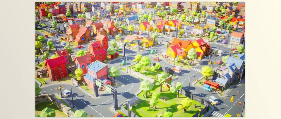 Unreal Engine – Low Poly Town Download for UE (4.22-4.27, 5.0-5.4)